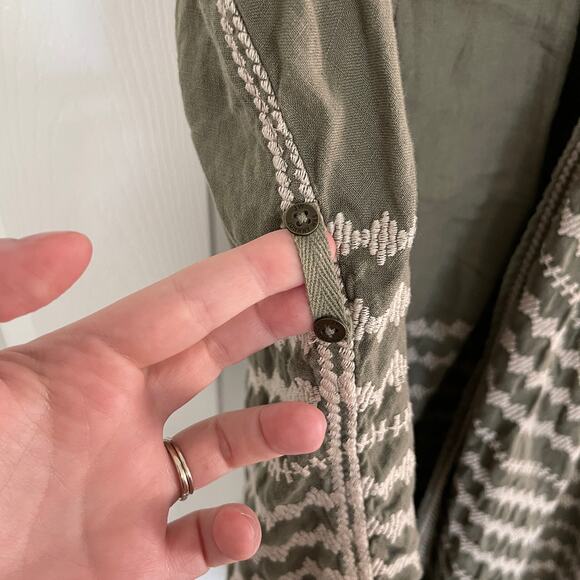 Johnny Was JWLA Petra Embroidered Olive Linen Duster Vest - Picture 6 of 9